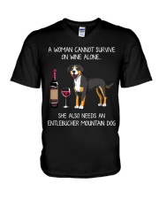 Wine and Entlebucher Mountain V-Neck T-Shirt thumbnail