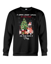 Christmas Wine and Pug Crewneck Sweatshirt thumbnail