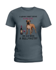 Wine and Bullmastiff 2 Ladies T-Shirt thumbnail