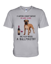 Wine and Bullmastiff 2 V-Neck T-Shirt thumbnail