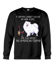 Wine and American Eskimo Crewneck Sweatshirt thumbnail
