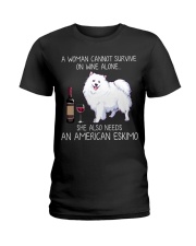 Wine and American Eskimo Ladies T-Shirt thumbnail