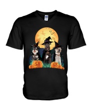 Howloween Schnauzer V-Neck T-Shirt thumbnail
