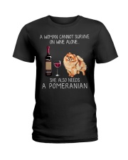 Wine and Pomeranian Ladies T-Shirt thumbnail