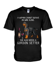 Wine and Gordon Setter V-Neck T-Shirt thumbnail