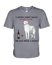 Wine and Kuvasz 2 V-Neck T-Shirt thumbnail