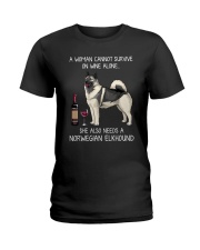 Wine and Norwegian Elkhound Ladies T-Shirt thumbnail