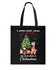 Christmas Wine and Chihuahua Tote Bag thumbnail