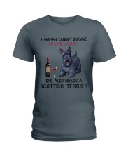 Wine and Scottish Terrier 2 Ladies T-Shirt thumbnail