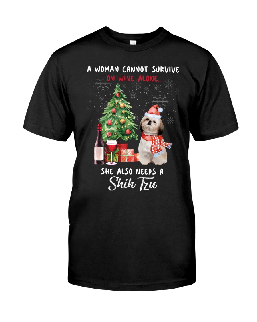 Christmas Wine and Shih Tzu Classic T-Shirt