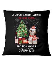 Christmas Wine and Shih Tzu Square Pillowcase thumbnail