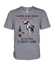 Wine and Great Dane 2 V-Neck T-Shirt thumbnail