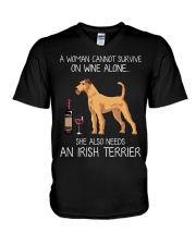 Wine and Irish Terrier V-Neck T-Shirt thumbnail