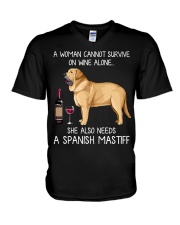 Wine and Spanish Mastiff V-Neck T-Shirt thumbnail