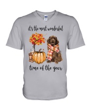 The Most Wonderful Time - Brown Newfoundland V-Neck T-Shirt thumbnail