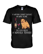 Wine and Norfolk Terrier V-Neck T-Shirt thumbnail