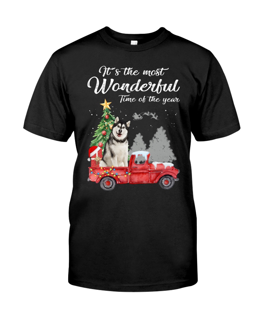 Wonderful Christmas with Truck - Alaskan Malamute Classic T-Shirt