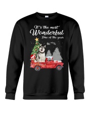 Wonderful Christmas with Truck - Alaskan Malamute Crewneck Sweatshirt thumbnail