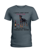 Wine and Manchester Terrier 2 Ladies T-Shirt thumbnail