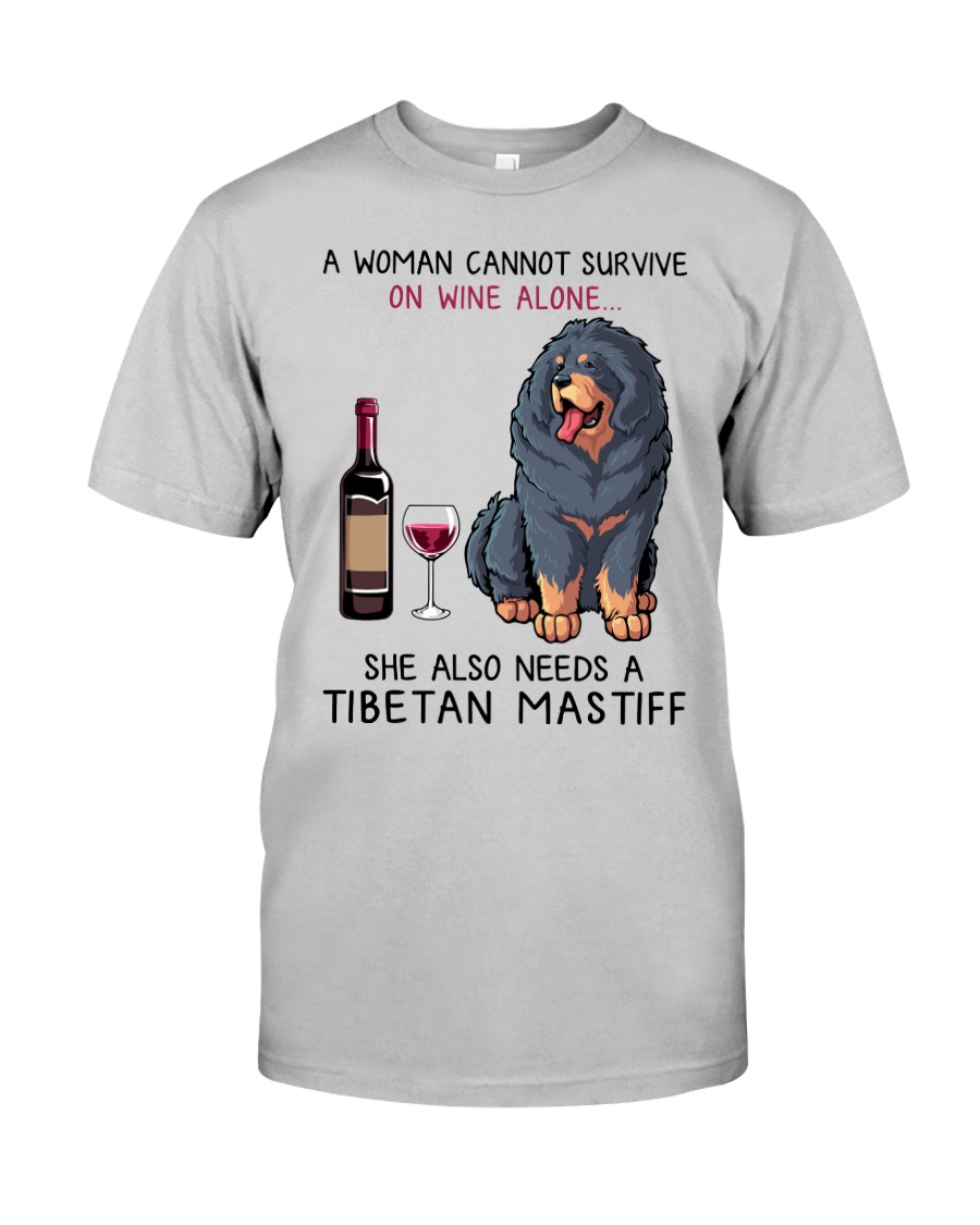 Wine and Tibetan Mastiff 2 Classic T-Shirt