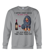 Wine and Tibetan Mastiff 2 Crewneck Sweatshirt thumbnail