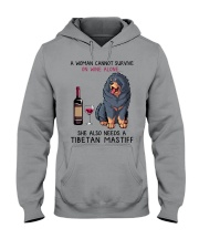 Wine and Tibetan Mastiff 2 Hooded Sweatshirt thumbnail