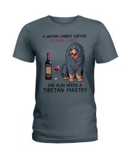 Wine and Tibetan Mastiff 2 Ladies T-Shirt thumbnail
