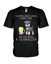 Beer and Schnauzer V-Neck T-Shirt thumbnail