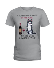 Wine and Border Collie 2 Ladies T-Shirt thumbnail