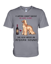 Wine and Afghan Hound 2 V-Neck T-Shirt thumbnail