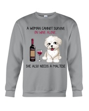 Wine and Maltese 2 Crewneck Sweatshirt thumbnail