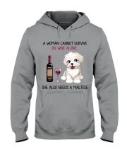 Wine and Maltese 2 Hooded Sweatshirt thumbnail