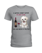 Wine and Maltese 2 Ladies T-Shirt thumbnail