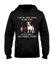 Wine and Jack Russell Hooded Sweatshirt thumbnail