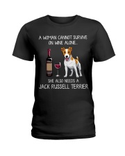 Wine and Jack Russell Ladies T-Shirt thumbnail