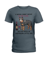 Wine and Australian Cattle Dog 2 Ladies T-Shirt thumbnail