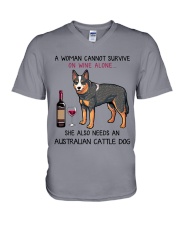 Wine and Australian Cattle Dog 2 V-Neck T-Shirt thumbnail