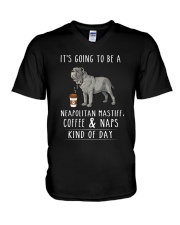 Neapolitan Mastiff Coffee and Naps V-Neck T-Shirt thumbnail