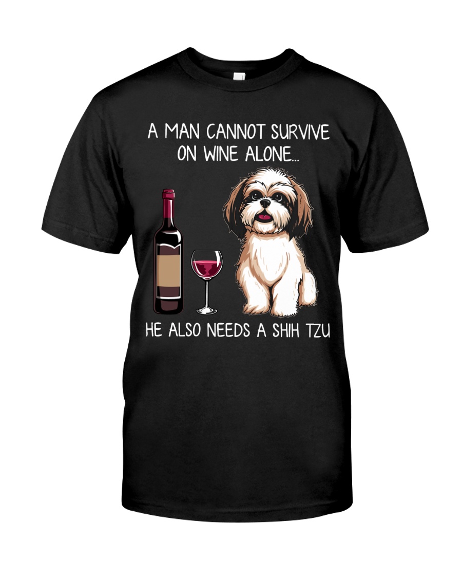 Wine and Shih Tzu - Man version Classic T-Shirt