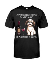 Wine and Shih Tzu - Man version Classic T-Shirt front