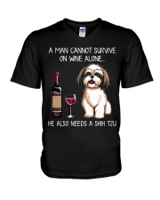 Wine and Shih Tzu - Man version V-Neck T-Shirt thumbnail