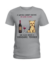 Wine and Yorkie 2 Ladies T-Shirt thumbnail