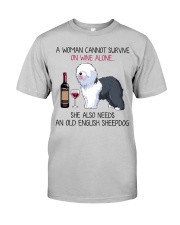 Wine and Old English Sheepdog 2 Classic T-Shirt front