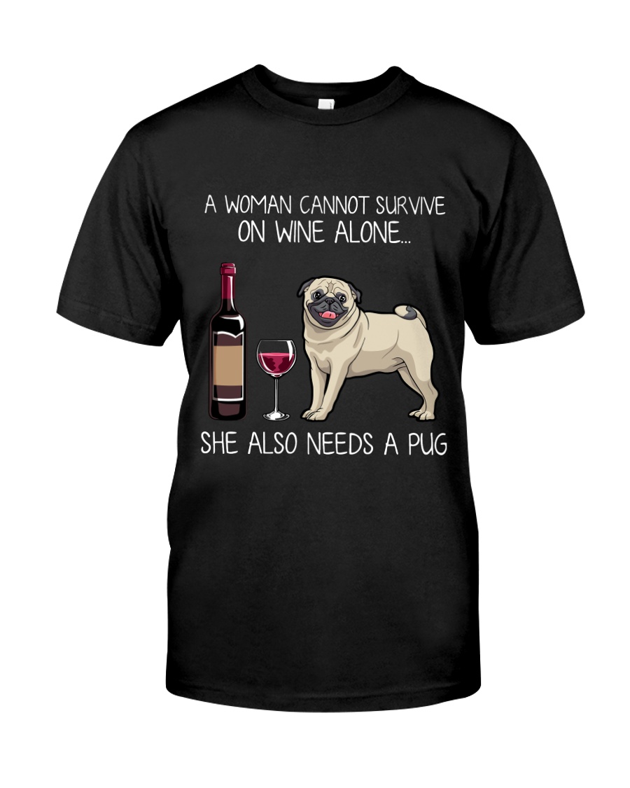 Wine and Pug 3 Classic T-Shirt