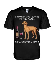 Wine and Vizsla V-Neck T-Shirt thumbnail