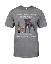 Wine and Staffordshire Bull Terrier - Man version Classic T-Shirt front