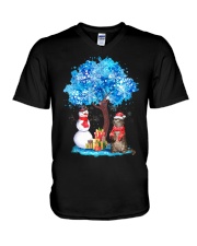 Snow Tree and Cat V-Neck T-Shirt thumbnail