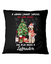Christmas Wine and Labrador Square Pillowcase thumbnail