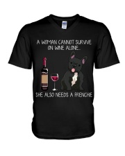 Wine and Frenchie 3 V-Neck T-Shirt thumbnail