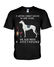 Wine and Greyhound V-Neck T-Shirt thumbnail